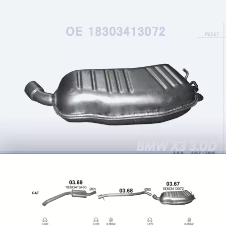 POLMO 03.67 - Kipufogó hátsó dob BMW X3 E83 3.0 D (2003-2005)