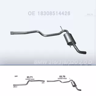   POLMO 03.70 - Kipufogó hátsó dob BMW 3 F30 2.0 D (2011-2016)