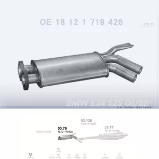   POLMO 03.76 - Kipufogó közép dob BMW 5 E34 2.5 (1987-1990)