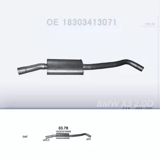   POLMO 03.78 - Kipufogó közép dob BMW X3 E83 2.0 D (2004-2007)