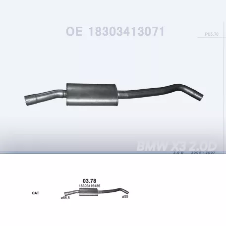 POLMO 03.78 - Kipufogó közép dob BMW X3 E83 2.0 D (2004-2007)