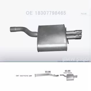   POLMO 03.85 - Kipufogó hátsó dob BMW 5 E60 3.0 D (2004-2010)