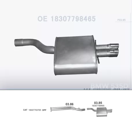 POLMO 03.85 - Kipufogó hátsó dob BMW 5 E60 3.0 D (2004-2010)