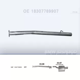  POLMO 03.88 - Kipufogó középső cső BMW 5 E60 2.5 D, 3.0 D (2003-2007)