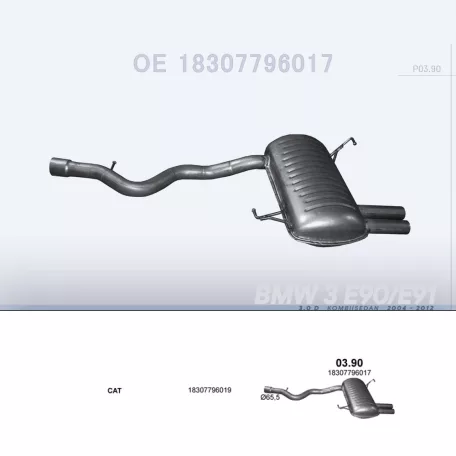 POLMO 03.90 - Kipufogó hátsó dob BMW 3 E90 3.0 D (2004-2012)