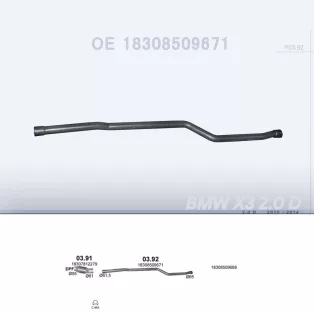   POLMO 03.92 - Kipufogó középső cső BMW X3 F25 2.0 D (2010-2014)