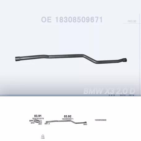 POLMO 03.92 - Kipufogó középső cső BMW X3 F25 2.0 D (2010-2014)