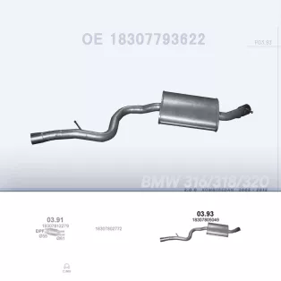   POLMO 03.93 - Kipufogó hátsó dob BMW 3 E90 2.0 D (2005-2012)