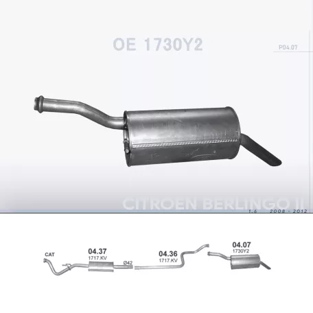 POLMO 04.07 - Kipufogó hátsó dob CITROEN BERLINGO 1.6 (2008-2012)