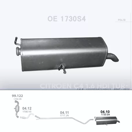 POLMO 04.10 - Kipufogó hátsó dob CITROEN C4 1.6 D (2007-2013)