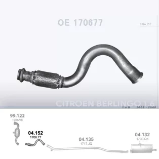   POLMO 04.152 - Kipufogó gyűjtő cső CITROEN BERLINGO 1.6 D (2005-2008)