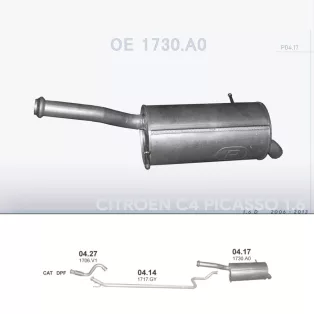   POLMO 04.17 - Kipufogó hátsó dob CITROEN C4 1.6 D (2006-2013)