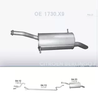   POLMO 04.23 - Kipufogó hátsó dob CITROEN BERLINGO 1.6 D (2008-2010)