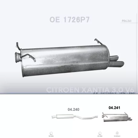 POLMO 04.241 - Kipufogó hátsó dob CITROEN XANTIA 3.0 (1996-2001)