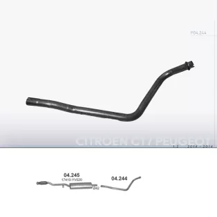   POLMO 04.244 - Kipufogó középső cső Citroen C1 / Peugeot 108 / Toyota Aygo 1.2i 12V