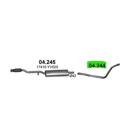 POLMO 04.244 - Kipufogó középső cső Citroen C1 / Peugeot 108 / Toyota Aygo 1.2i 12V