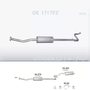   POLMO 04.270 - Kipufogó közép dob CITROEN C2 1.4 (2006-2010)