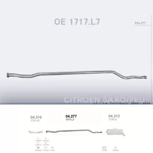   POLMO 04.277 - Kipufogó középső cső CITROEN SAXO 1.1, 1.4 (2000-2004)
