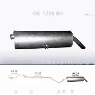   POLMO 04.31 - Kipufogó hátsó dob CITROEN C15E 1.4 (1988-2010)