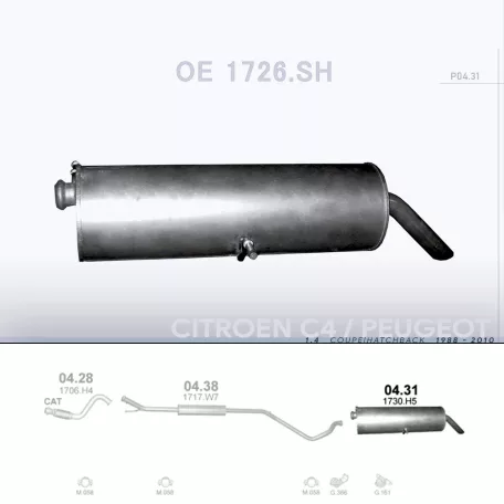 POLMO 04.31 - Kipufogó hátsó dob CITROEN C15E 1.4 (1988-2010)