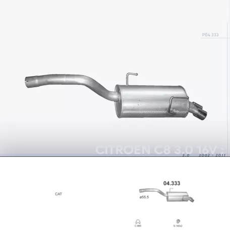 POLMO 04.333 - Kipufogó hátsó dob CITROEN C8 3.0 (2002-2011)