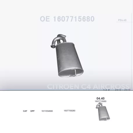 POLMO 04.40 - Kipufogó közép dob CITROEN C4 1.6 D (2012-2015)