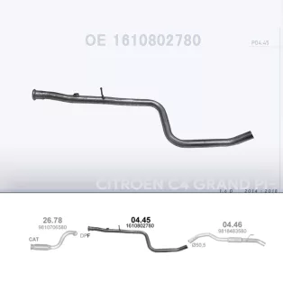   POLMO 04.45 - Kipufogó középső cső Citroen C4 Grand Picasso II 1.6 HDi