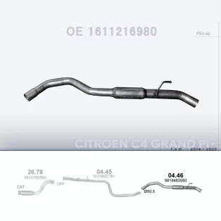   POLMO 04.46 - Kipufogó hátsó dob CITROEN C4 1.6 D (2014-2020)