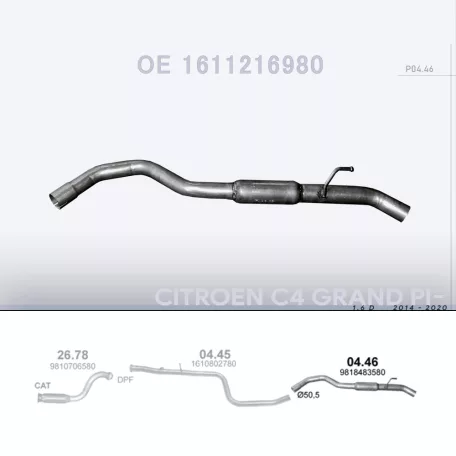 POLMO 04.46 - Kipufogó hátsó dob CITROEN C4 1.6 D (2014-2020)