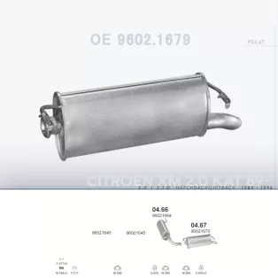   POLMO 04.67 - Kipufogó hátsó dob CITROEN XM 2.0, 2.1 D (1989-1996)