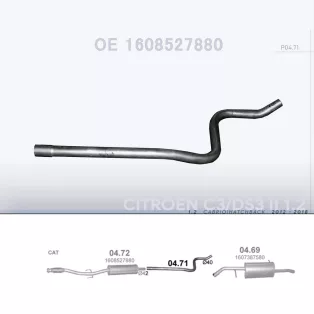   POLMO 04.71 - Kipufogó összekötő cső CITROEN C3 1.2 (2012-2018)