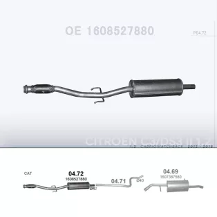   POLMO 04.72 - Kipufogó közép dob CITROEN C3 1.2 (2012-2018)