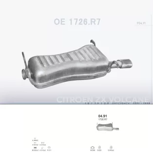   POLMO 04.91 - Kipufogó hátsó dob CITROEN ZX 1.8, 1.9, 2.0 (1992-1998)