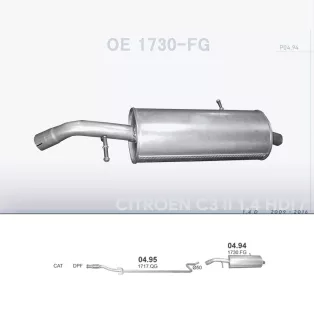   POLMO 04.94 - Kipufogó hátsó dob CITROEN C3 1.4 D (2009-2016)