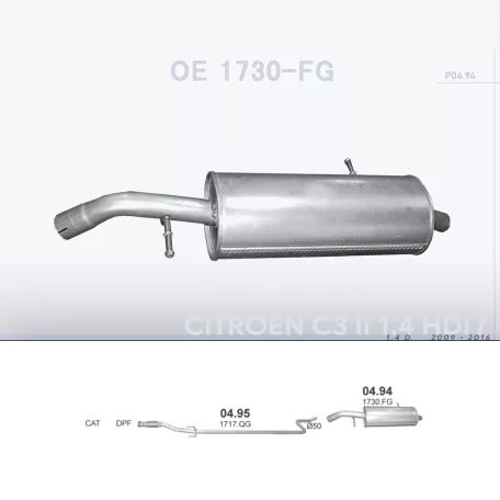 POLMO 04.94 - Kipufogó hátsó dob CITROEN C3 1.4 D (2009-2016)