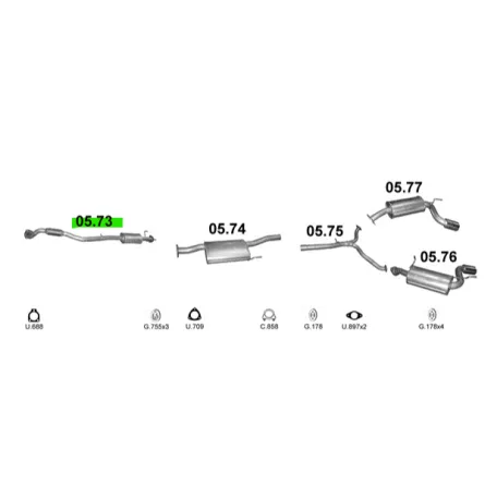 Polmo 05.73 – Opel Antara / Chevrolet Captiva 2.2D Kipufogó első dob
