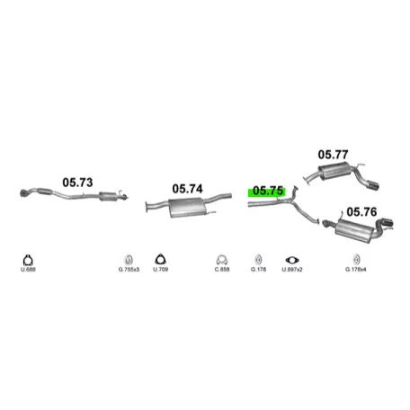 Polmo 05.75 – Opel Antara / Chevrolet Captiva 2.2D kipufogó összekötő cső