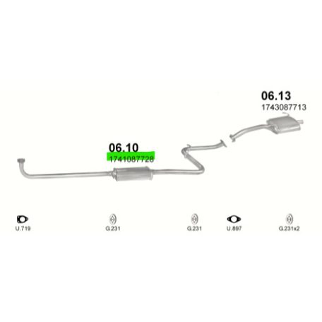 Polmo 06.10 – DAIHATSU Charade Középső kipufogó dob