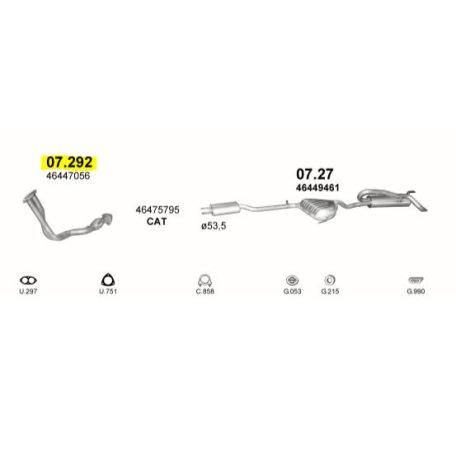 Polmo 07.292 – FIAT Brava 1.6 első kipufogó cső
