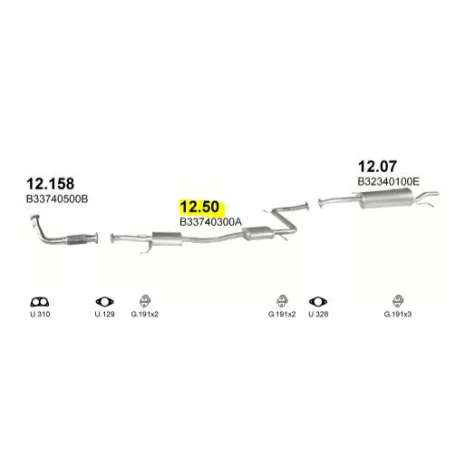Polmo 12.50 – MAZDA 323 Középső kipufogó dob