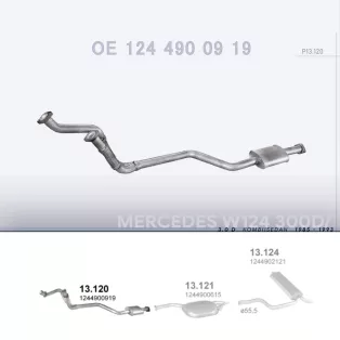  POLMO 13.120 - Kipufogó első cső MERCEDES 300 - T124 3.0 D (1985-1993)