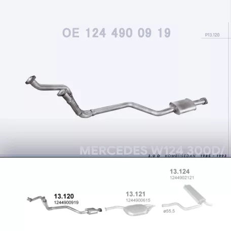 POLMO 13.120 - Kipufogó első cső MERCEDES 300 - T124 3.0 D (1985-1993)