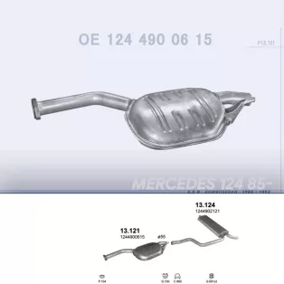   POLMO 13.121 - Kipufogó közép dob MERCEDES 300 - T124 3.0 D (1985-1993)