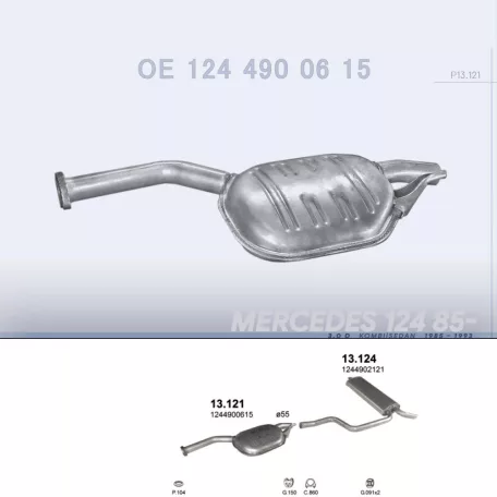 POLMO 13.121 - Kipufogó közép dob MERCEDES 300 - T124 3.0 D (1985-1993)