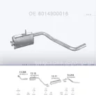 POLMO 13.15 - Kipufogó közép dob MERCEDES 207D 2.3 D, 2.4 D, 3.0 D (1985-1989)