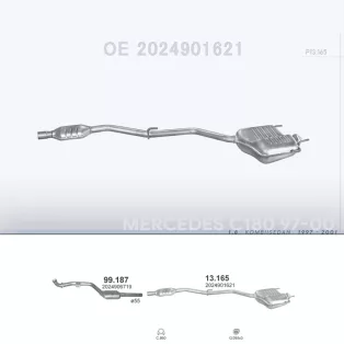   POLMO 13.165 - Kipufogó rendszer MERCEDES C180 - T202 1.8 (1997-2001)