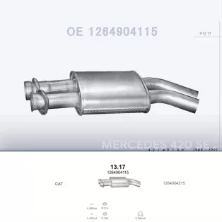   POLMO 13.17 - Kipufogó javító dob MERCEDES 420 SE - W126 4.2, 4.9, 5.0 (1985-1991)