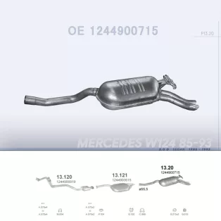   POLMO 13.20 - Kipufogó hátsó dob MERCEDES 300 - W124 3.0 D (1985-1993)