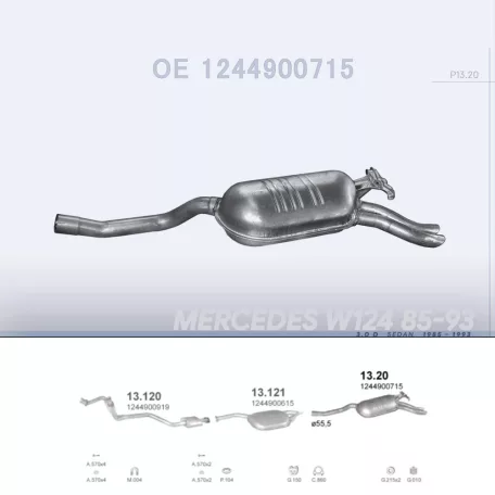 POLMO 13.20 - Kipufogó hátsó dob MERCEDES 300 - W124 3.0 D (1985-1993)