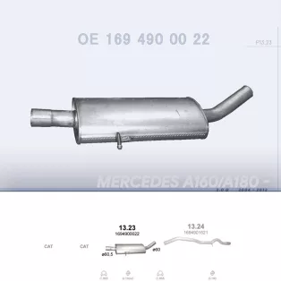   POLMO 13.23 - Kipufogó közép dob MERCEDES A160 - W169 2.0 D (2004-2012)
